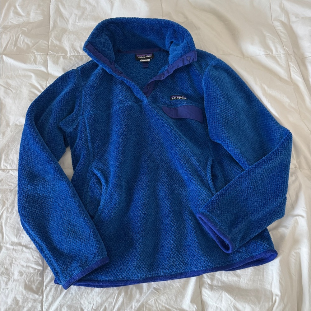 Patagonia Women’s Snap-T Pullover Small Blue Quarter Button Fleece Synchilla